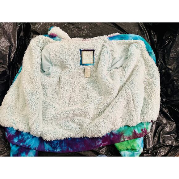 SUPER WARM COZY TIE DYE FAUX FUR LINED HOODIE M - Picture 5 of 10